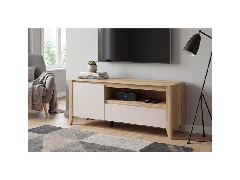  Meuble tv 1 porte 1 tiroir coloris chêne mauvellacachemire - longueur 161 x profondeur 42,5 x hauteur 64,5 cm  - Conforama B
