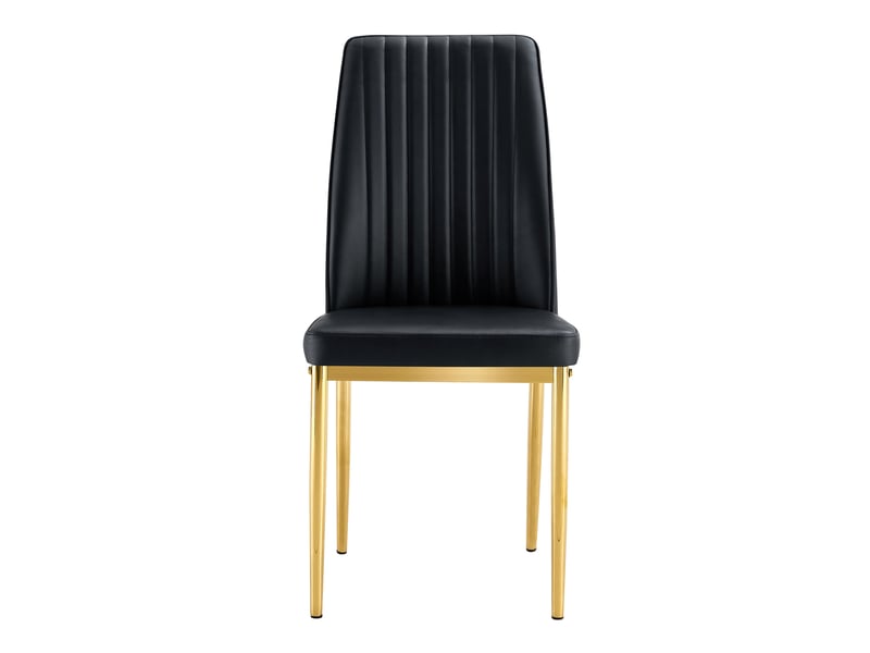  Set de 4 chaises 43x42,5x92,5 cm de salle à manger en cuir pu noir avec pieds métalliques dorés, dossier ergonomique  - Conforama A