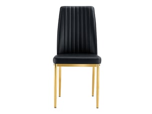 Set de 4 chaises 43x42,5x92,5 cm de salle à manger en cuir pu noir avec pieds métalliques dorés, dossier ergonomique
