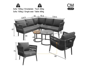 Ensemble de salon de jardin modulable - 6 pièces - rotin pe - coussins imperméables