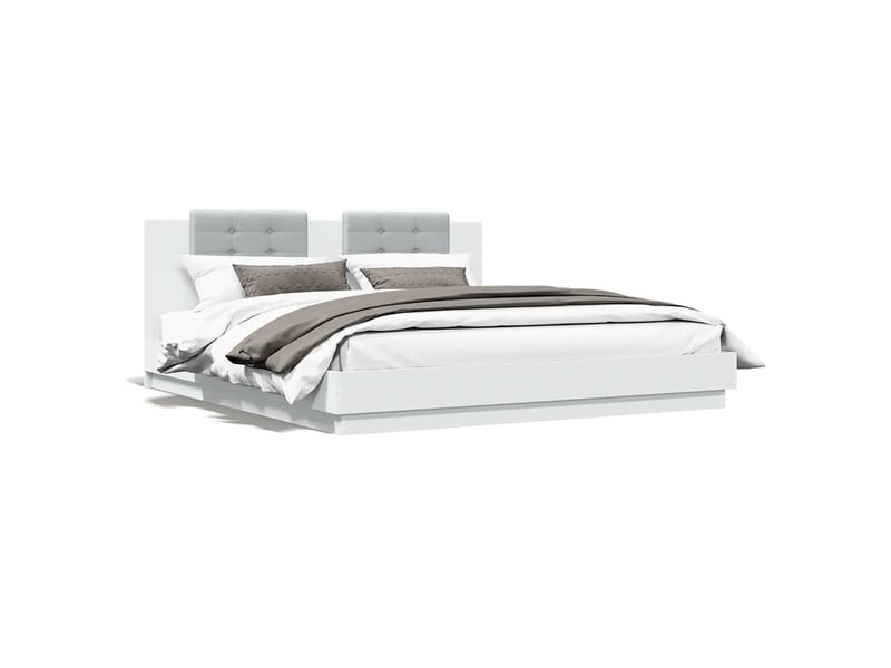  Lit double- lit adulte -  cadre de lit sans matelas blanc 160x200 cm  - Conforama A