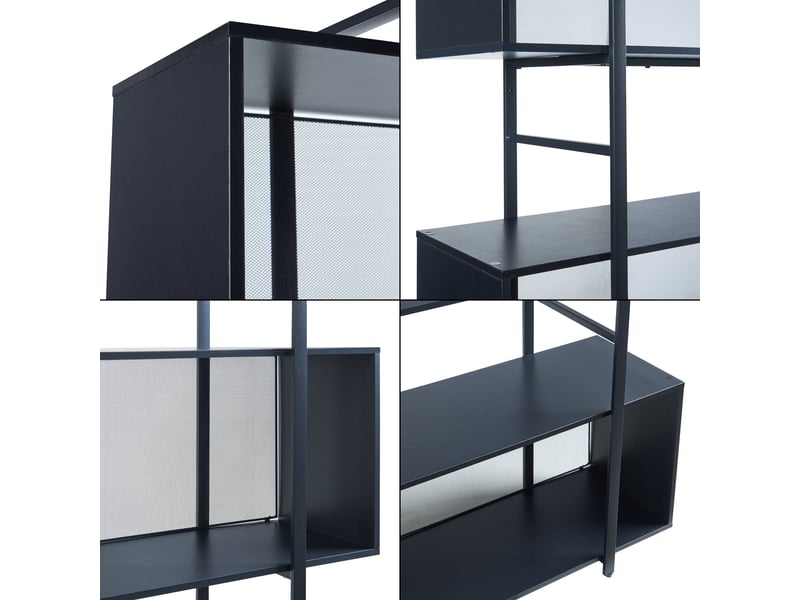  Étagère design intemporel salon chambre meuble de rangement autoportante randaberg 180 x 180 x 33 cm noir 03_0011145  - Conforama D