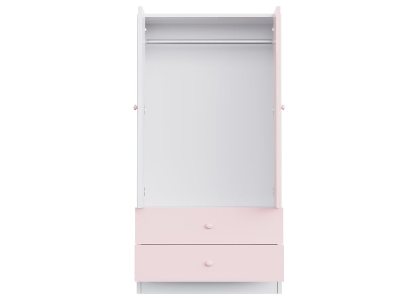  Armoire 70 x 40 x 170 cm avec penderie et 2 grands tiroirs, design à blocs de couleur - rose et blanc Fay Lum - Conforama E