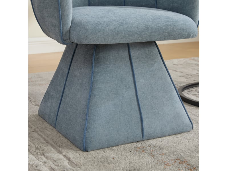 Fauteuil pivotant en tissu peluche 56x54x74,5 cm – bleu – dossier haut ergonomique et rotation à 360 degrés - Conforama E