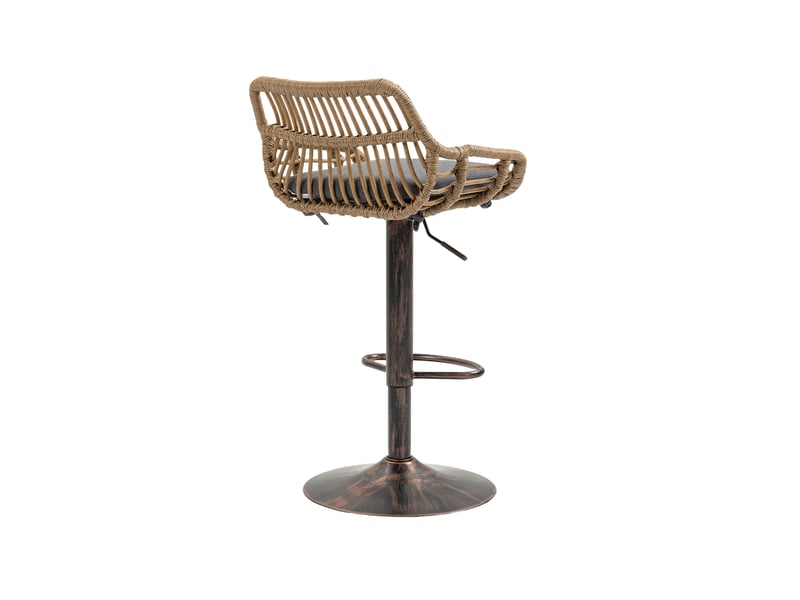  Tabourets de bar en rotin gris, lot de 2, pivotants à 360° et réglables en hauteur  - Conforama D