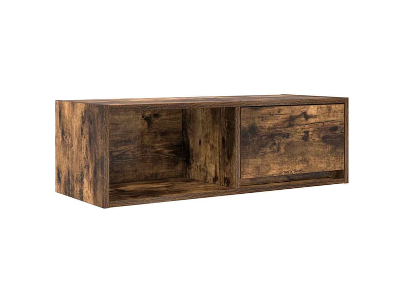  Meuble tv - banc tv - meuble de rangement chêne fumé 80x31x25,5 cm bois d'ingénierie  - Conforama A