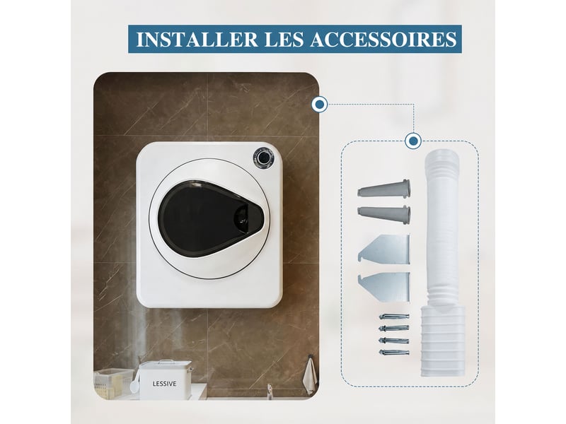  Sèche-linge blanc 3 kg (capacité réelle 5 kg), radiateur en céramique, 4 programmes et anti-surchauffe  - Conforama E
