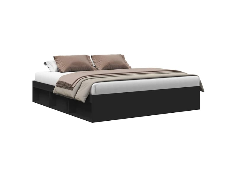  Lit double- lit adulte -  cadre de lit sans matelas noir 200x200 cm  - Conforama A