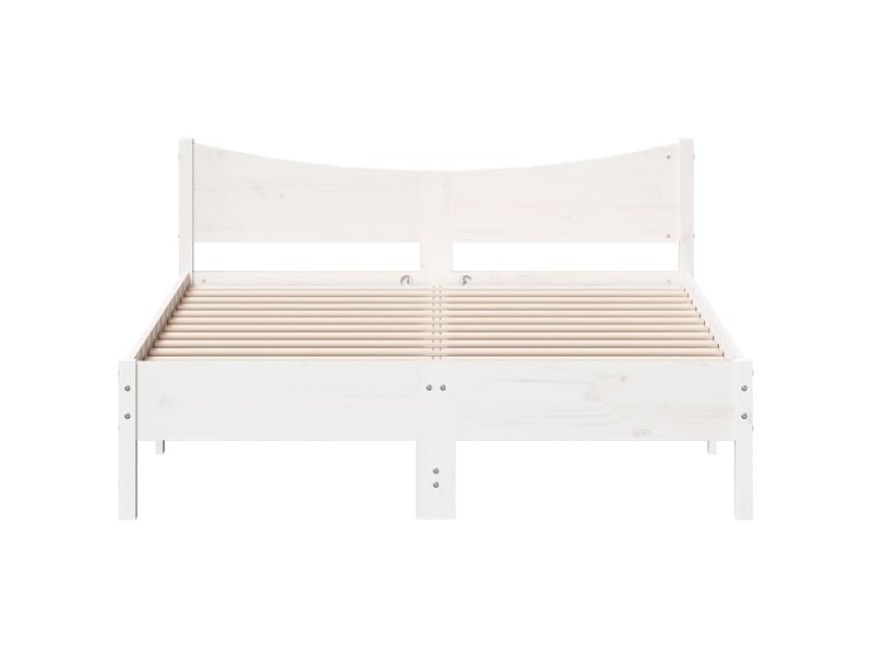 Lit double- lit adulte -  cadre de lit sans matelas blanc 140x190 cm bois de pin massif  - Conforama C