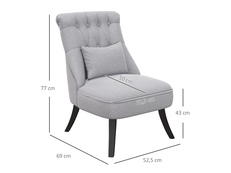  Fauteuil relax 52,5x69x77 cm avec coussin de dossier lin gris  - Conforama E