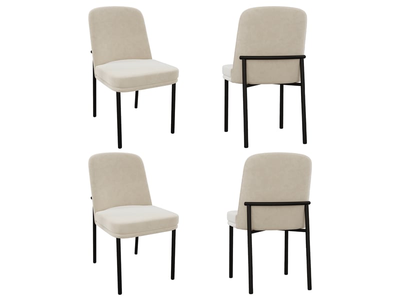  Chaises de salle à manger lot de 4 42,5x53x82 cm en métal beige, style contemporain  - Conforama A