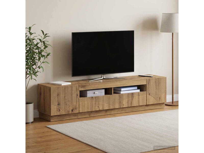  Meuble tv - banc tv - meuble de rangement led hoorn 3 pcs chêne artisanal bois d'ingénierie  - Conforama B