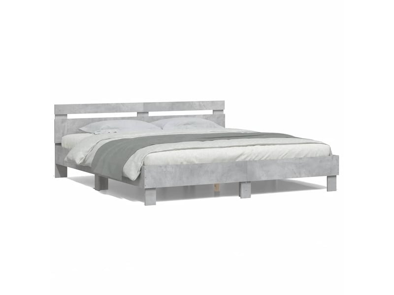 Lit double- lit adulte - cadre de lit avec led sans matelas gris béton 200x200 cm - Conforama D