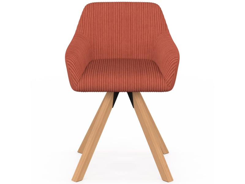  Lot de 2 chaises pivotantes de salle à manger, fauteuils de table jany en velours côtelé terracotta  - Conforama C