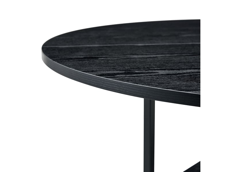 Table à manger ronde, 107x75 cm, industrielle avec double espace, pratique, plateau mdf, piètement métal, coloris noir - Conforama E
