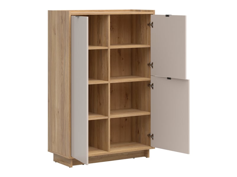 Bibliothèque 3 portes meuble de rangement coloris chêne mauvella beige - longueur 96 x profondeur 42 x hauteur 145 cm - Conforama C