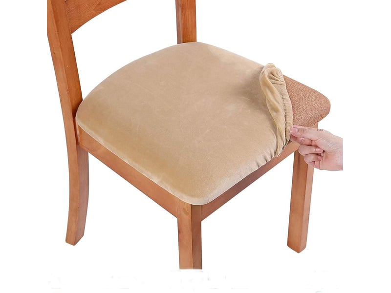  Lot de 4 housse de chaise - lot de 4 pièces : une housse de chaise de salle à manger extensible beige, une housse de siège de chaise de salle à manger en velours et une XLH-ZLS-009449MF - Conforama A