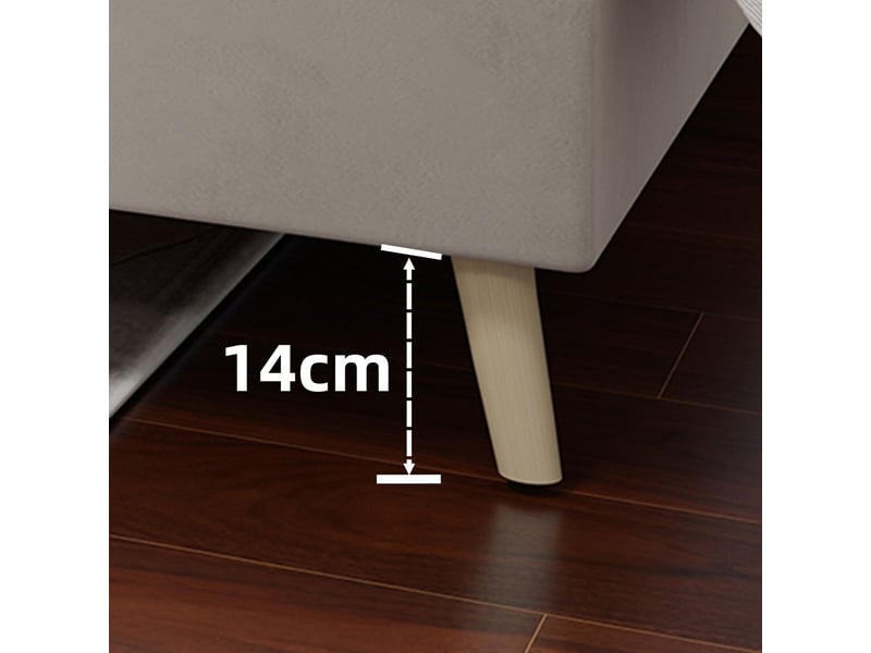  Lit une personne 90x200 cm, tissu velours hollandais beige, lit moderne, base profil bas, structure robuste  - Conforama D