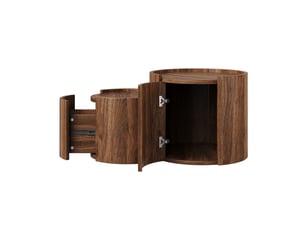 Table basse ronde 77,5 x 47,5 x 40 cm – noyer – rangement intégré, tiroirs et design arrondi