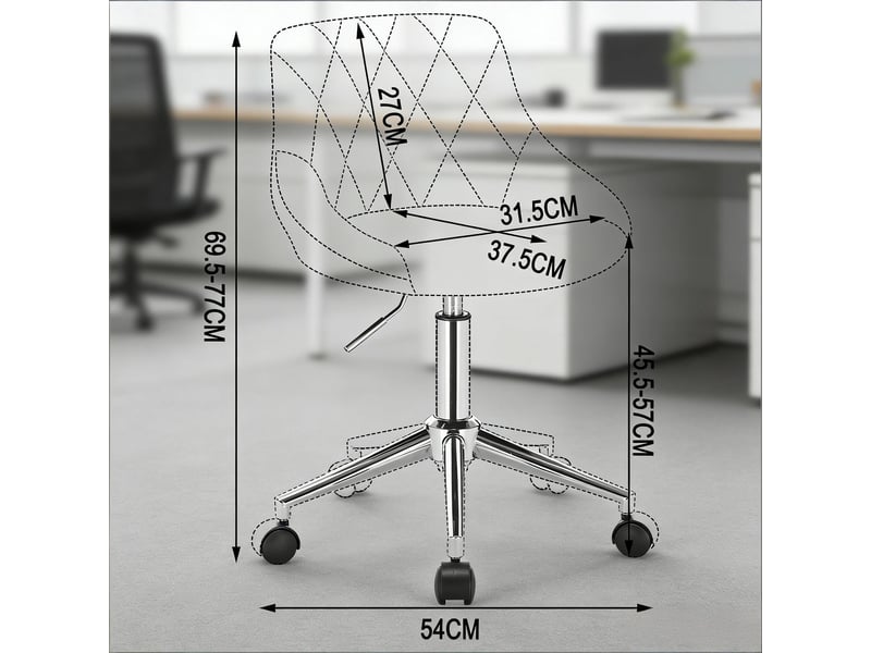  Chaise de bureau pivotante avec hauteur réglable - lpospi - roulettes, dossier bas, velours - gris clair  - Conforama D