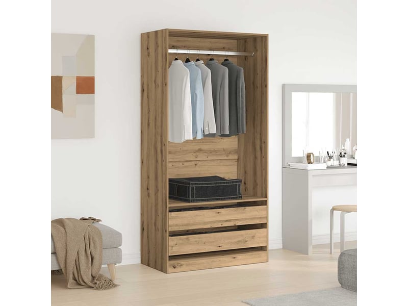  Garde-robe, armoire de rangement chêne artisanal 100x50x200 cm bois d'ingénierie shl12522  - Conforama C