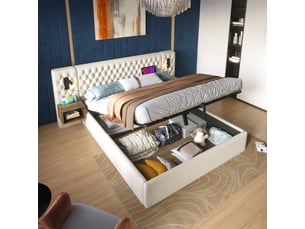 Lit coffre 180x200 cm MIVRAY    coloris beige