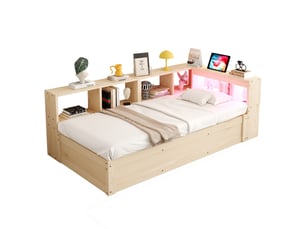Lit coffre 90x200 cm coloris bois clair
