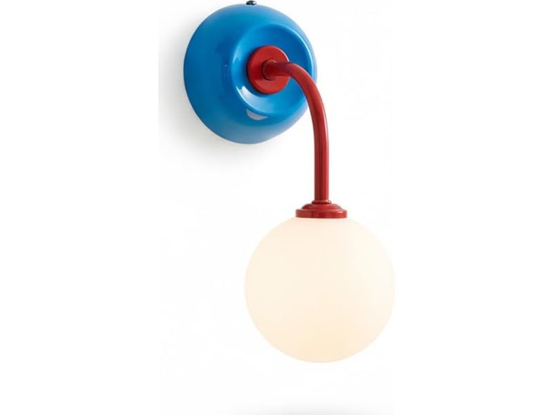  Applique murale enfant design moderne bleu et rouge avec boule en verre dépoli, source lumineuse 3 couleurs, lampe murale décorative pour chambre d'enfant, nursery et salle de jeux  - Conforama A