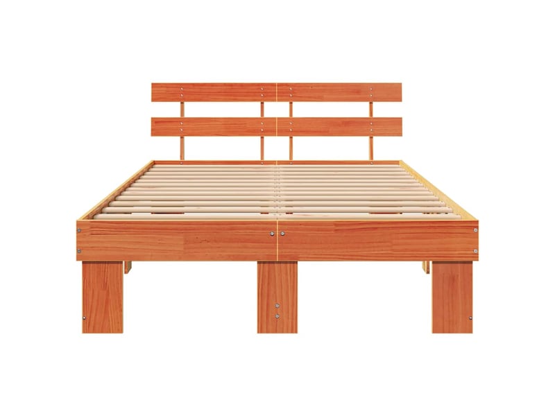  Lit double- lit adulte -  cadre de lit avec tête de lit brun  120 x 190 cm pin massif  - Conforama D