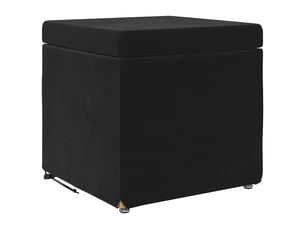 Tabouret bas, ottoman noir 41x41x40 cm velours et bois composite