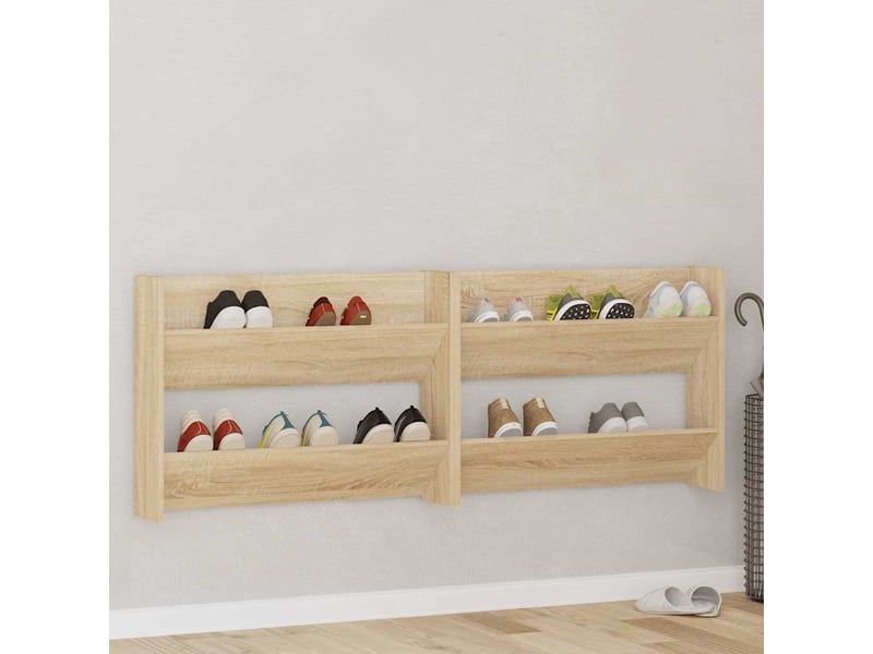  Armoires à chaussures murales 2 pcs chêne sonoma 80x18x60 cm  - Conforama C