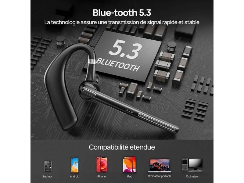  Ecouteurs bluetooth 5.3 intra noirs micro double enc et etui charge 395393_AAARE90977_6_DROPFR - Conforama D