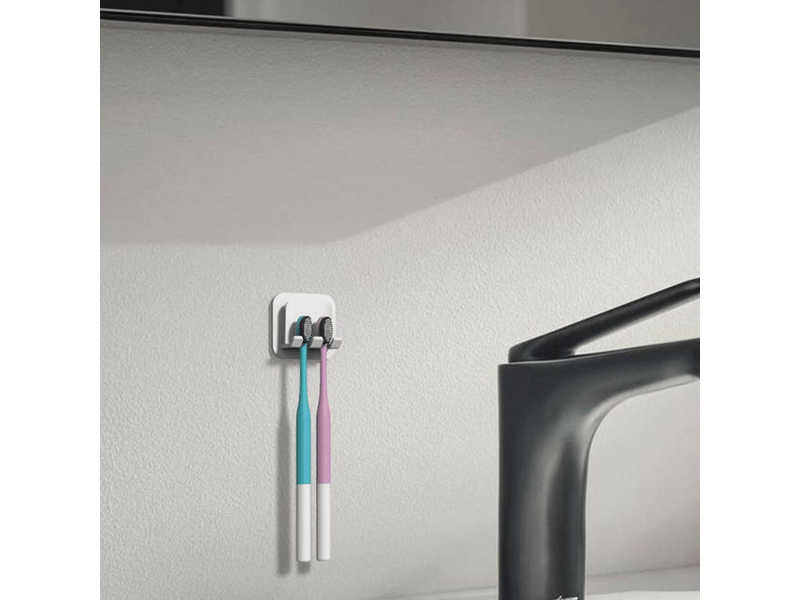 Porte-brosses à dents adhésif 2-en-1 (2 units) - support mural étanche avec porte-gobelet, pour salle de bain et douche - Conforama D