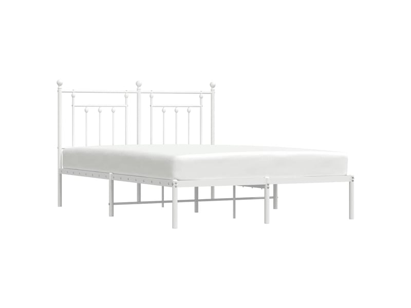  Lit double- lit adulte -  cadre de lit métal sans matelas et tête de lit blanc 140x190 cm  - Conforama D