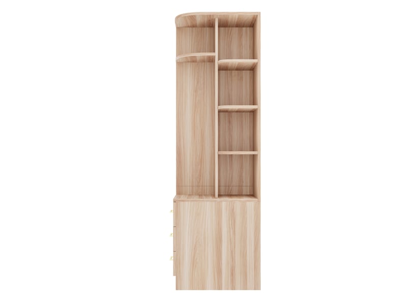  Armoire chambre penderie 70x55x175 cm - étagères, tiroirs et espace de rangement ouvert - bois naturel  - Conforama W