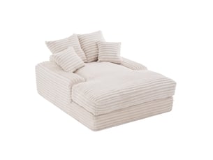Méridienne convertible modenvie en velours côtelé beige 135 x 165 x 58 cm
