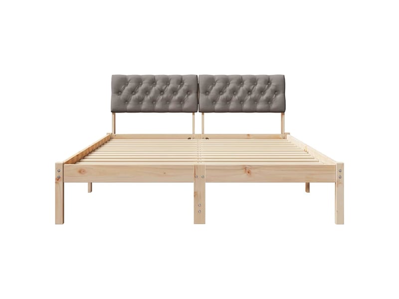 Lit double- lit adulte -  cadre de lit marron et taupe 135 x 190 cm bois massif en pin  - Conforama D