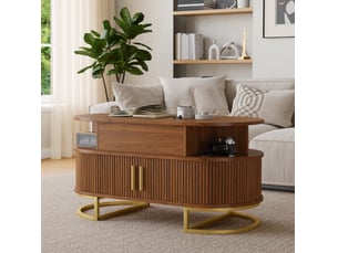 Table basse ovale coloris bois foncé <strong>DESMIU</strong> <strong></strong> - 50 cmx100 cm