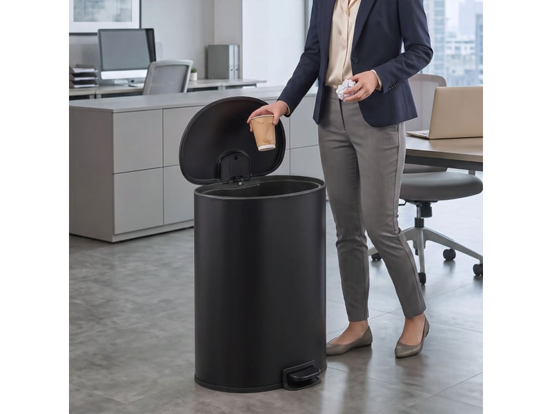  Poubelle de cuisine à pédale de 40 l avec couvercle à fermeture douce et maintien en position ouverte, noir  - Conforama E