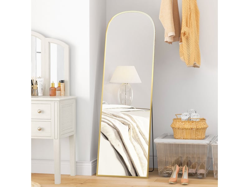  Miroir moderne sur pied et mural en alliage d'aluminium avec support pliable, 50 x 161,5 cm, doré  - Conforama C