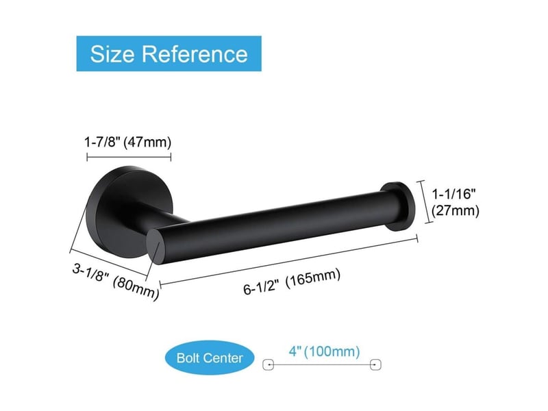  Porte-papier toilett en acier inoxydable 304 fixation murale porte rouleau papier toilette pour salle de bain accessoire de toilette en noir  - Conforama D