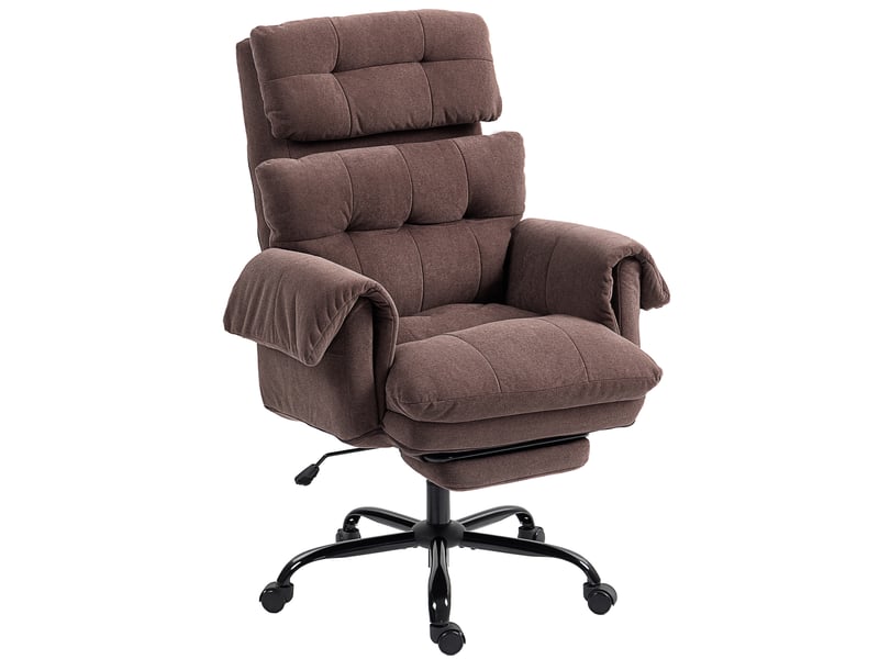  Chaise de bureau avec dossier réglable, chaise de bureau à roulettes rembourrée, fauteuil rembourré, réglable en hauteur, acier, marron  - Conforama B