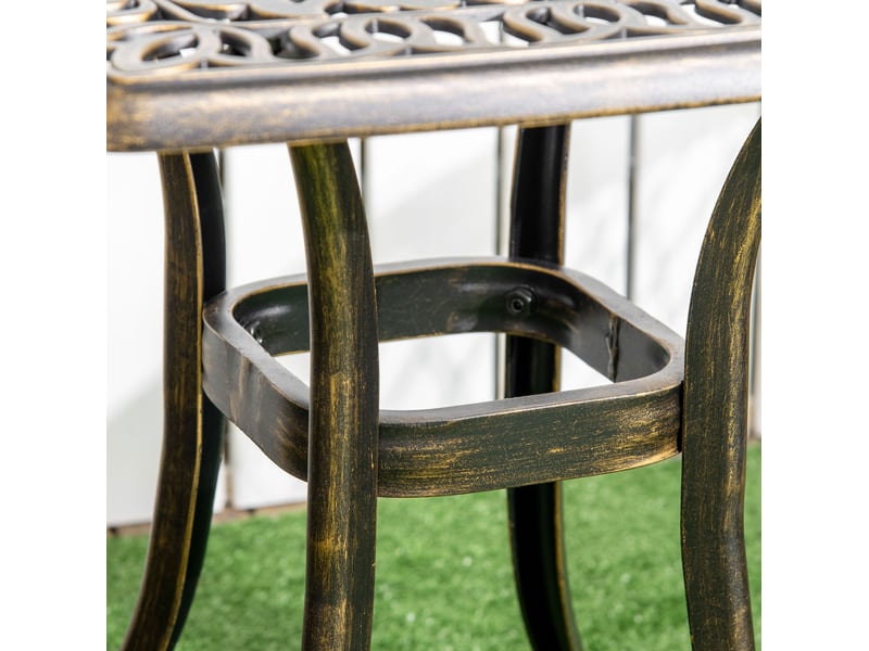  Table d'appoint extérieure 54x54x52,5 cm – bronze – trou de parasol et pieds réglables en aluminium coulé  - Conforama E