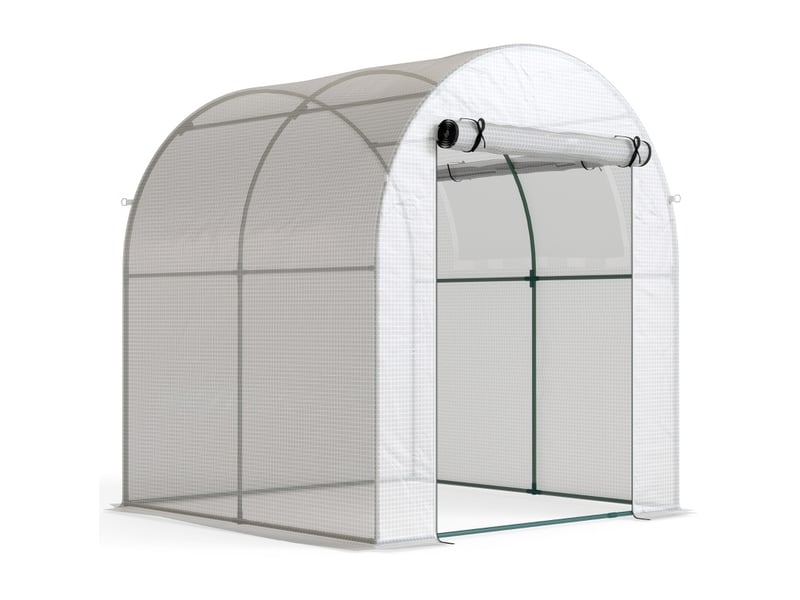  Serre de jardin portable 180x180x200 cm – blanche – structure en acier et couverture plastique double  - Conforama A