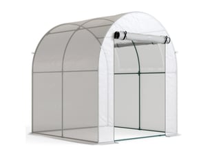 Serre de jardin portable 180x180x200 cm – blanche – structure en acier et couverture plastique double