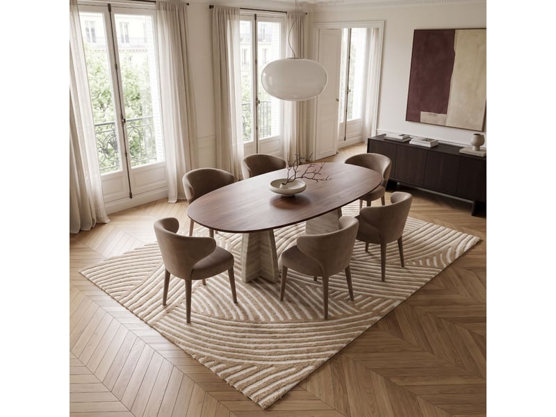  Tapis doux moderne à relief géométrique beige 120x170  - Conforama R