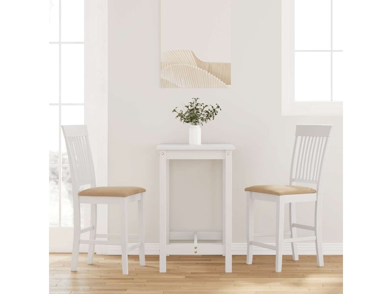  Lot de 2 tabouret de bar avec coussins en bois massif blanc et caoutchouc shl72679  - Conforama B