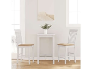 Lot de 2 tabouret de bar avec coussins en bois massif blanc et caoutchouc shl72679