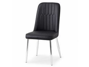 Chaise de salle à manger ergonomique avec assise rembourrée  - métal, simili cuir - noir argenté