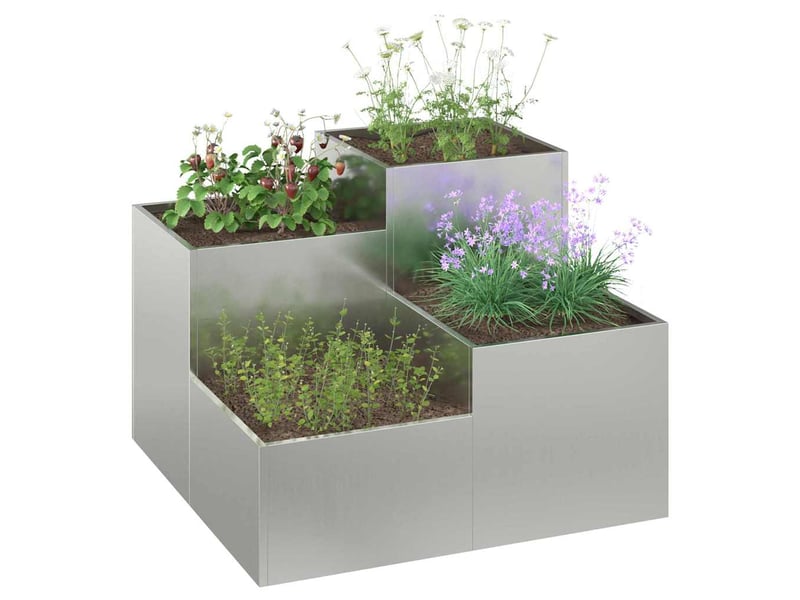  Jardinière - cache-pot de jardin argent 80 x 80 x 60 cm acier galvanisé  - Conforama C